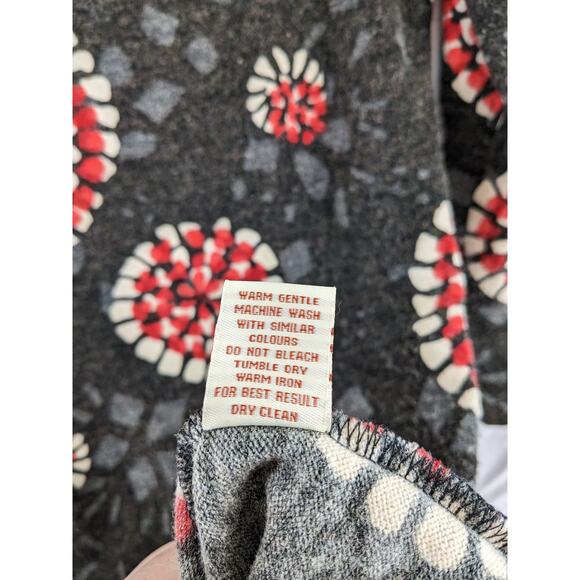 Aryeh by Anthropologie Floral Starburst Dress Small Red‎ Gray Retro Mod 60s Mini - Picture 6 of 13